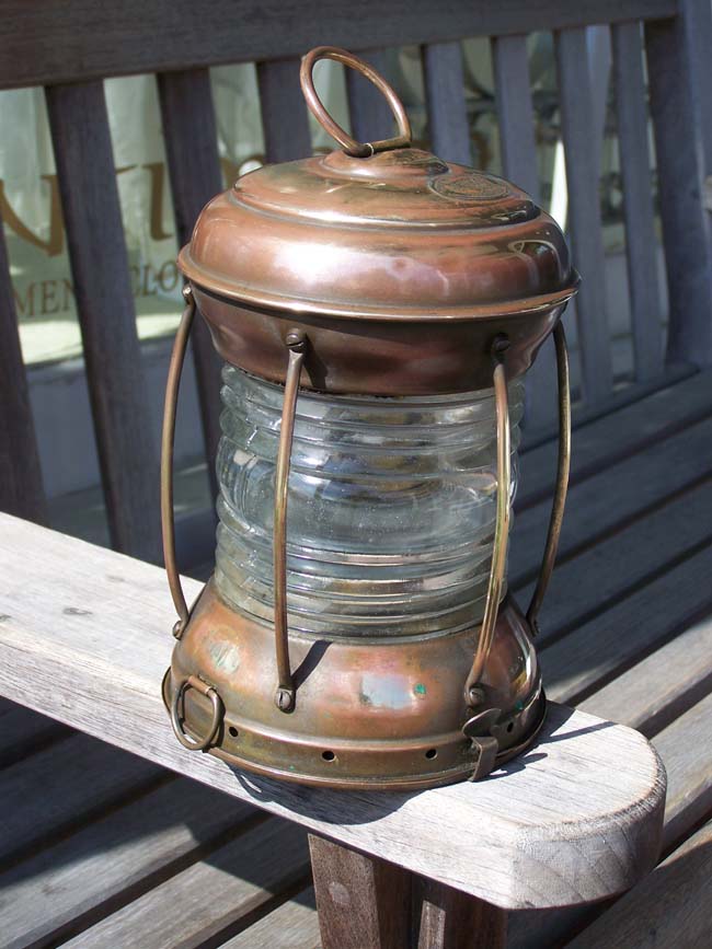 A nice small Ship's Anchor Lamp by Perkins Marine Lamp company circa 1920